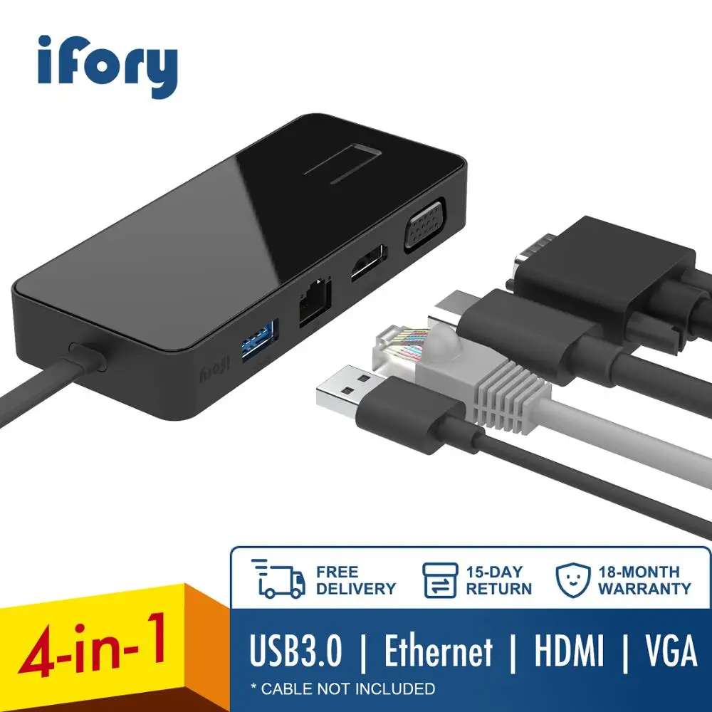 IFory USB 3 0 Тип C док станция адаптер с VGA адаптера Ethernet для MacBook Pro Air Порты