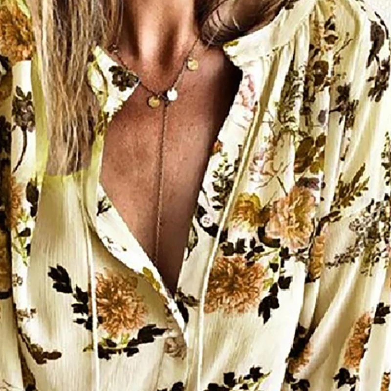 

2020 New Fall V Neck Long Sleeve Button Blouses Casual Elegant Retro Floral Printed Blouses Loose Plus Size Women Office Blouses