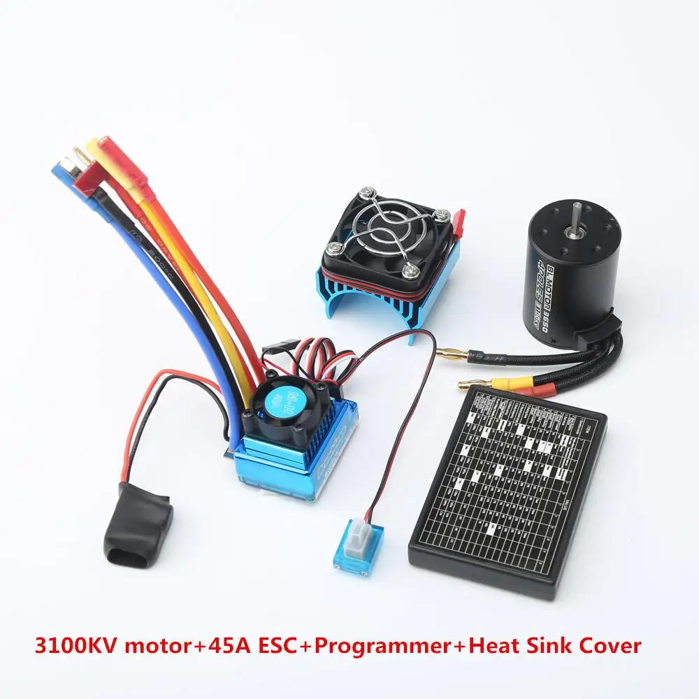 

RCtown 3650 3100KV бесщеточный двигатель 45A/60A/80A/120A ESC радиатор с программной картой Combo для масштаба 1:8/1:10 Радиоуправляемая машина радиоуправляемая ...