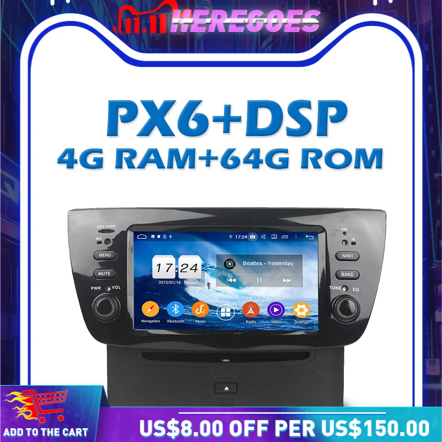 PX6 автомобильный dvd плеер DSP IPS Android 10 0 4 Гб + 64 ROM GPS Google Map RDS радио Wifi Bluetooth 5 для Fiat DOBLO