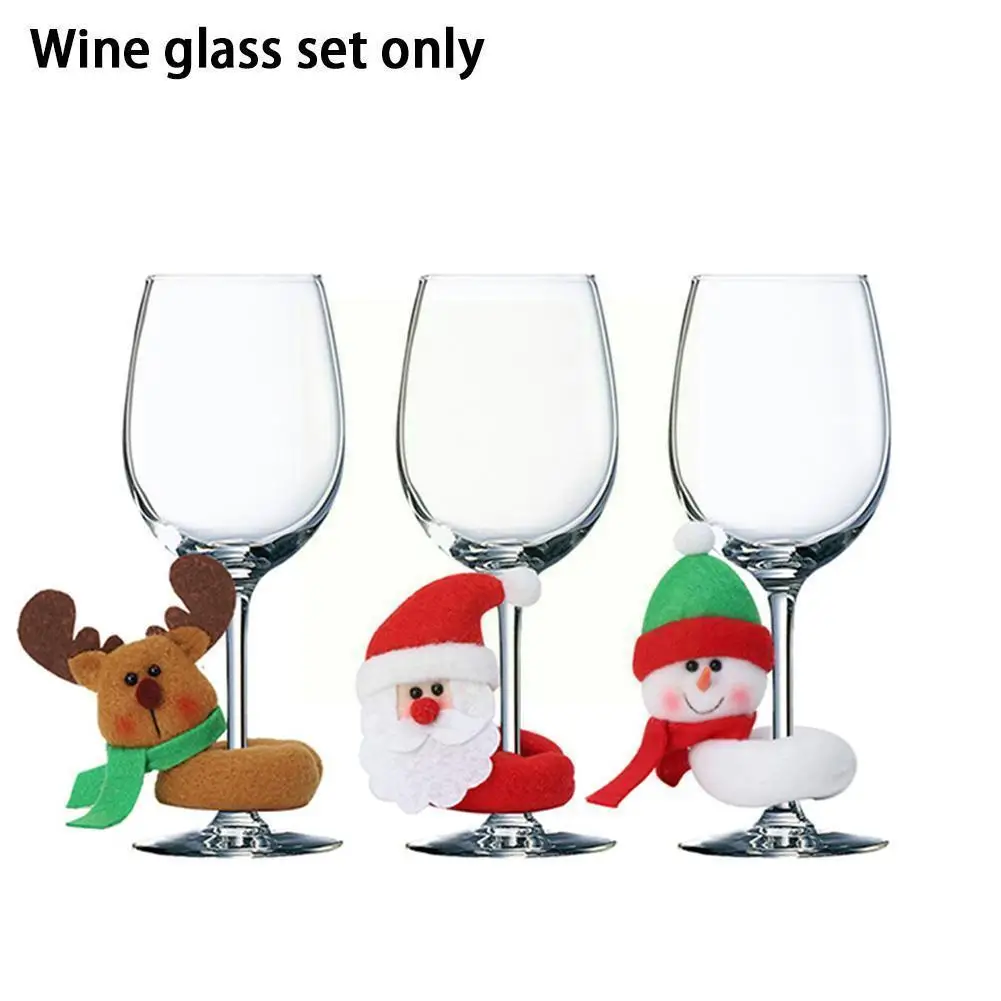 

Cute Christmas Wine Glass Cover Set Santa Claus Snowman Decoration Xmas Elk Tags Cover Year Bottle Supplies Decor Wine New H0U4