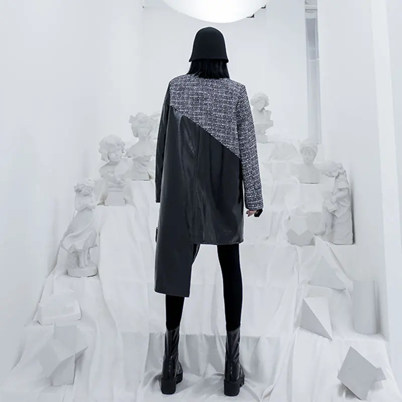 XITAO/парка в полоску из искусственной кожи модная новинка длинный рукав