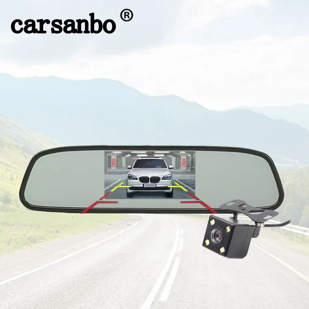 Зеркало заднего вида Carsanbo 4 3 дюйма TFT ЖК дисплей поддержка камеры Стайлинг