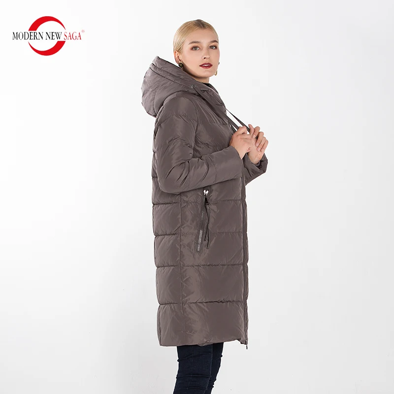 MODERN NEW SAGA Winter Long Coat Women Hooded Warm Long Jacket Women Winter Parka Ladies Coats Overcoat Woman Winter Coat