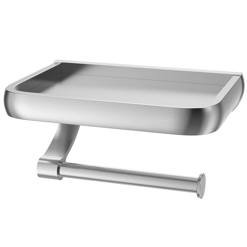 

Wall Mounted Toilet Paper Holder Tissue Paper Holder Toilet Roll Dispenser With Phone Storage Shelf For Bathroom