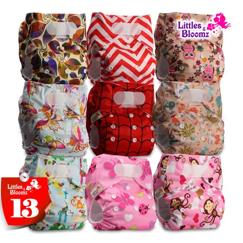 [Littles и Bloomz] 9 шт./компл. Стандартный крюк-петля Многоразовые моющиеся пеленки, 9 Подгузники/подгузники и 0 из микрофибры вставки в одном комплекте - Цвет: 13
