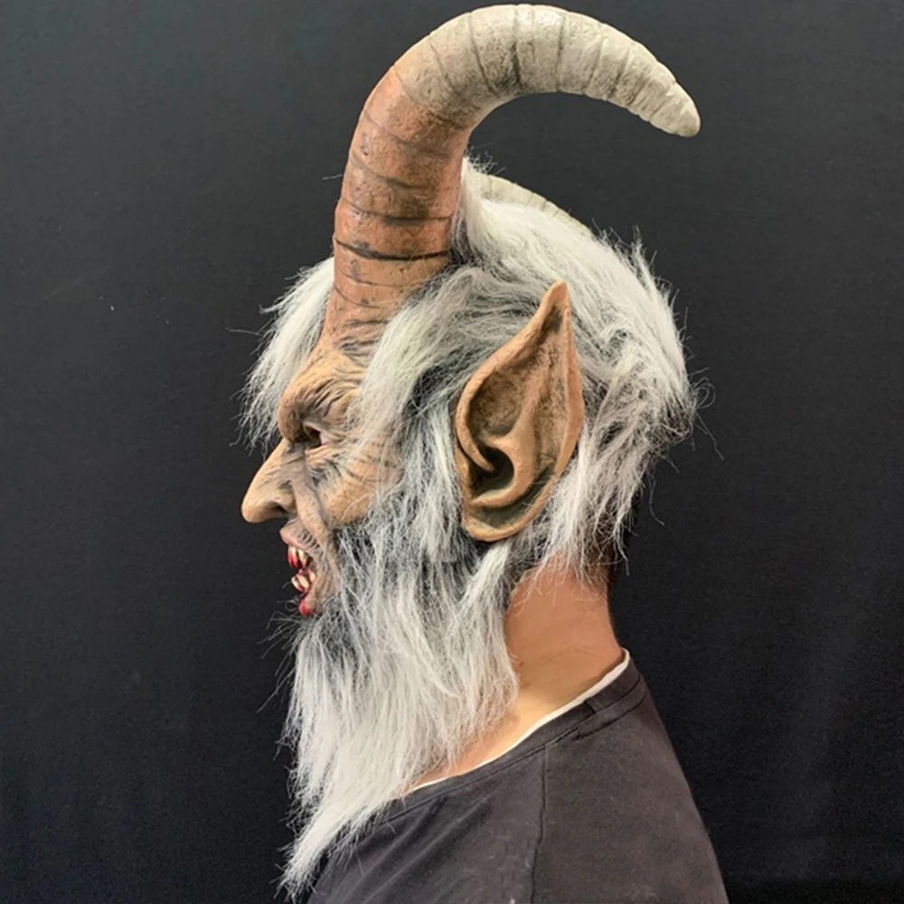 

2020 Lucifer Cosplay latex Masks Halloween Costume Scary demon devil movie cosplay Horrible Horn mask Adults Party props