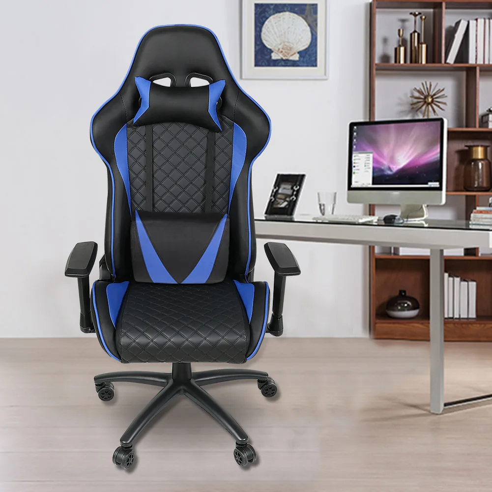 

Эргономичный компьютерный игровой стул, Гоночное кресло с высокой спинкой, регулируемый угол, поддержка подголовника, поясницы, Новинка