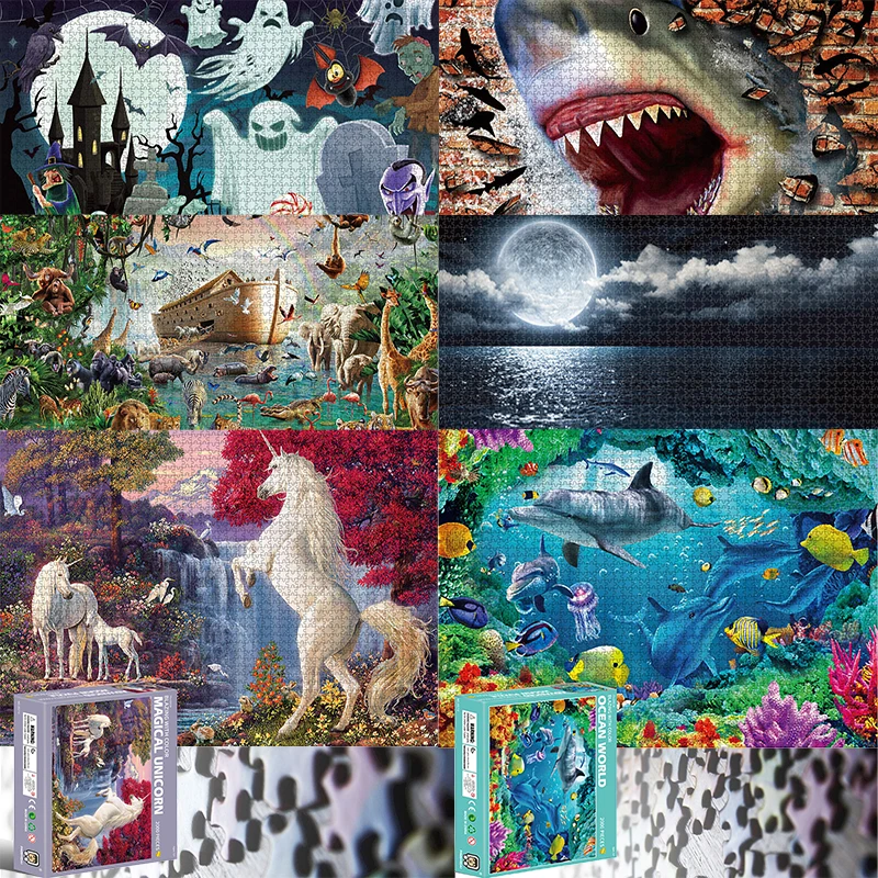 New Large Puzzle 2000 Pieces 3000 1500 Rainbow Sea World Animal Hard Paper Jigsaw Game Puzzle for Teen Adult Friend Gift Trend