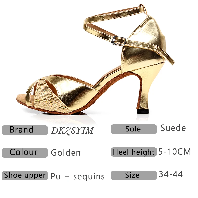 DKZSYIM/Танцевальная обувь золотого цвета для латинских танцев Женские
