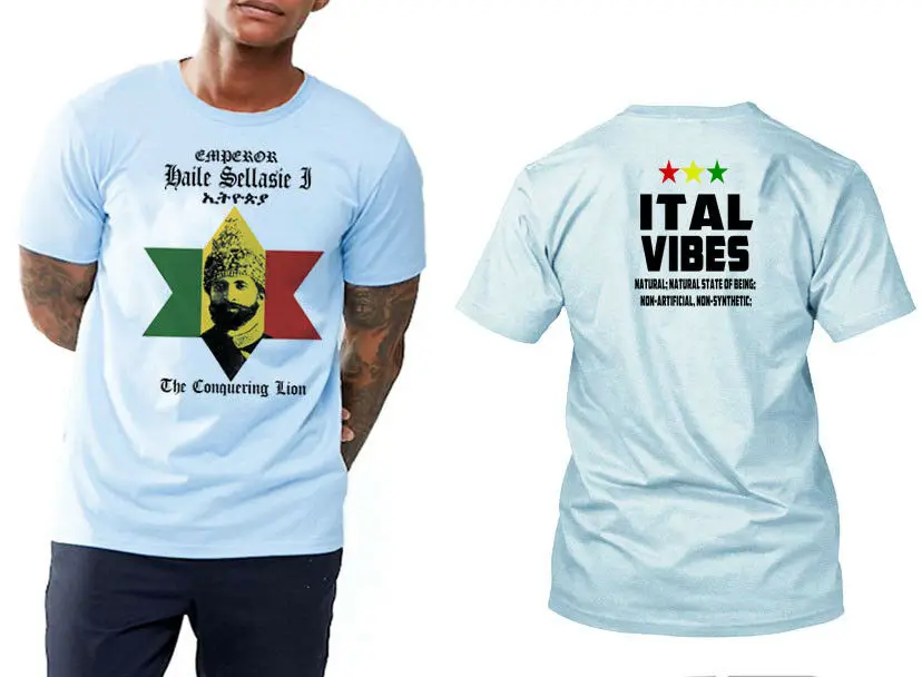 Регги футболка Jah Rastafari Haile Selassie Vybz Kartel Isaacs RUR A Dub Blue | Мужская одежда