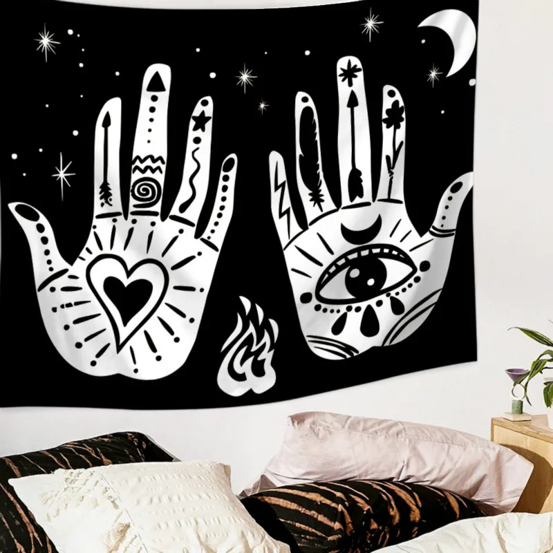 Полиэстер ткань череп серии гобелен Йога Хиппи гадание Таро кошка Ouija колдовство