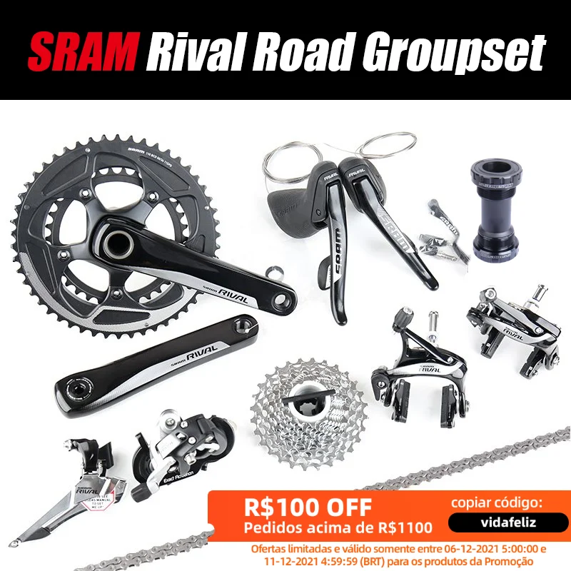 

SRAM Rival 2x11 22S скорость 50x34T 52x36T 170 мм 172,5 мм Дорожный велосипед групсет велосипед комплект GXP FC