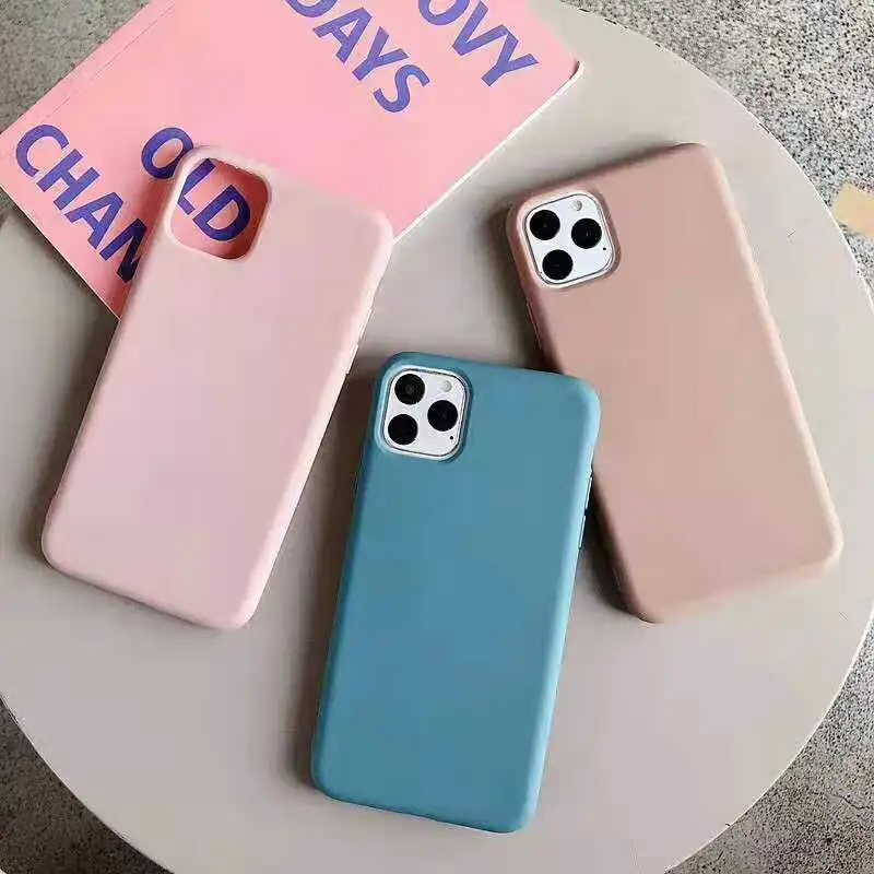 Яркий матовый телефон случае для Apple iPhone 7 Plus 6 6s 8 X XR XS MAX 11 Pro простой сплошной цвет