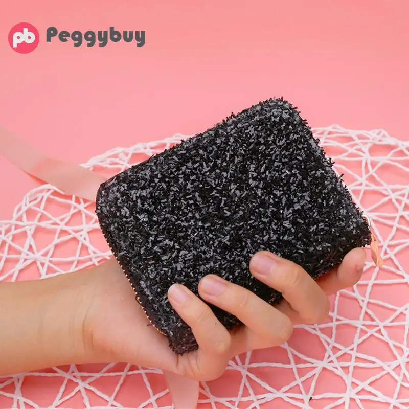 Женский короткий кошелек из ПУ кожи с блестками|Женские кошельки| |