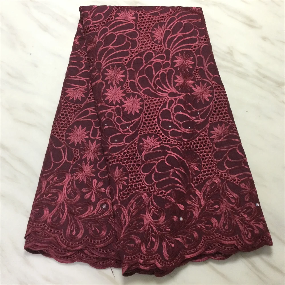 

African Lace Fabric High Quality 2021 New Voile Swiss Cotton Lace Fabrics 5 Yards Sewing Dresses For Women Wedding Party PLR1-14