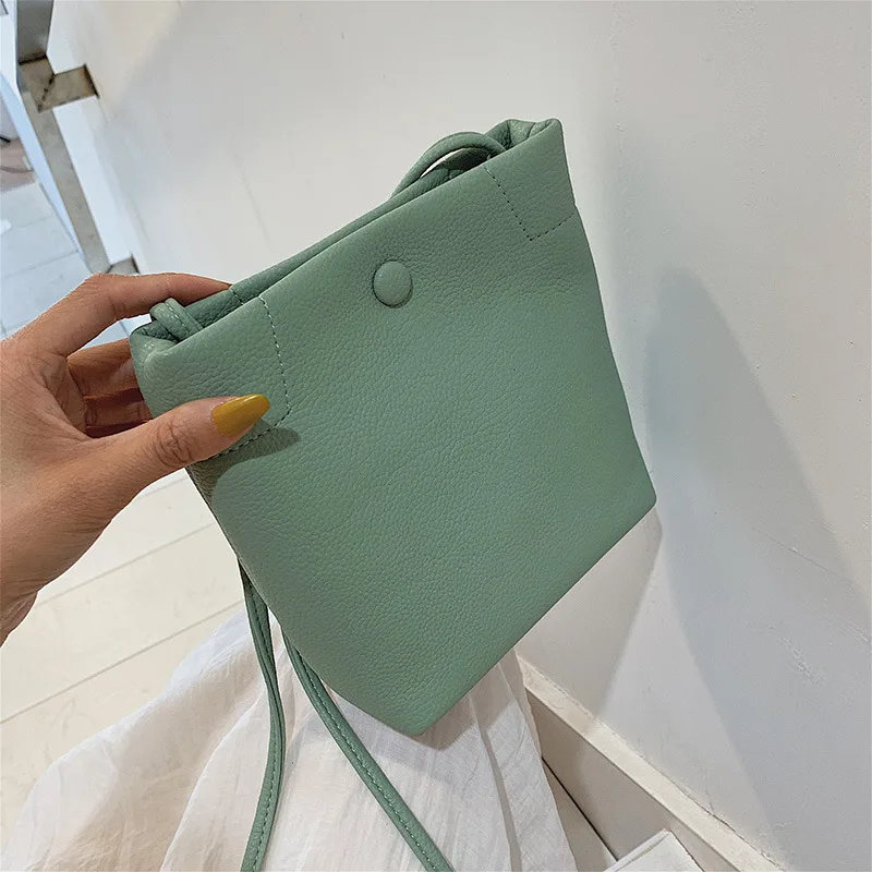 

Bucket PU Messenger Bags Single Fashion Women Solid