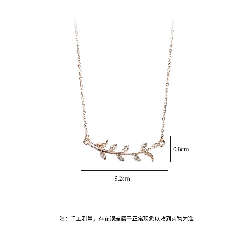 

BOTU Zircon Creative Olive Branch Pendant Necklaces Leaves Personalized Jewelry for Girls Party Gift Trendy