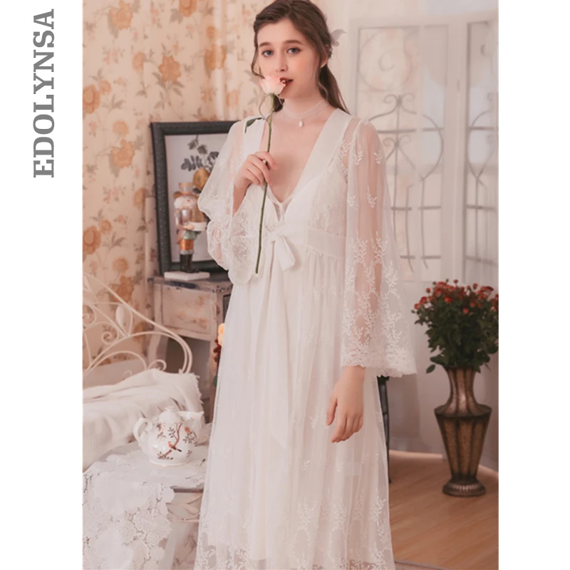 Роскошный халат комплект из двух предметов осенняя Пижама Женская домашняя