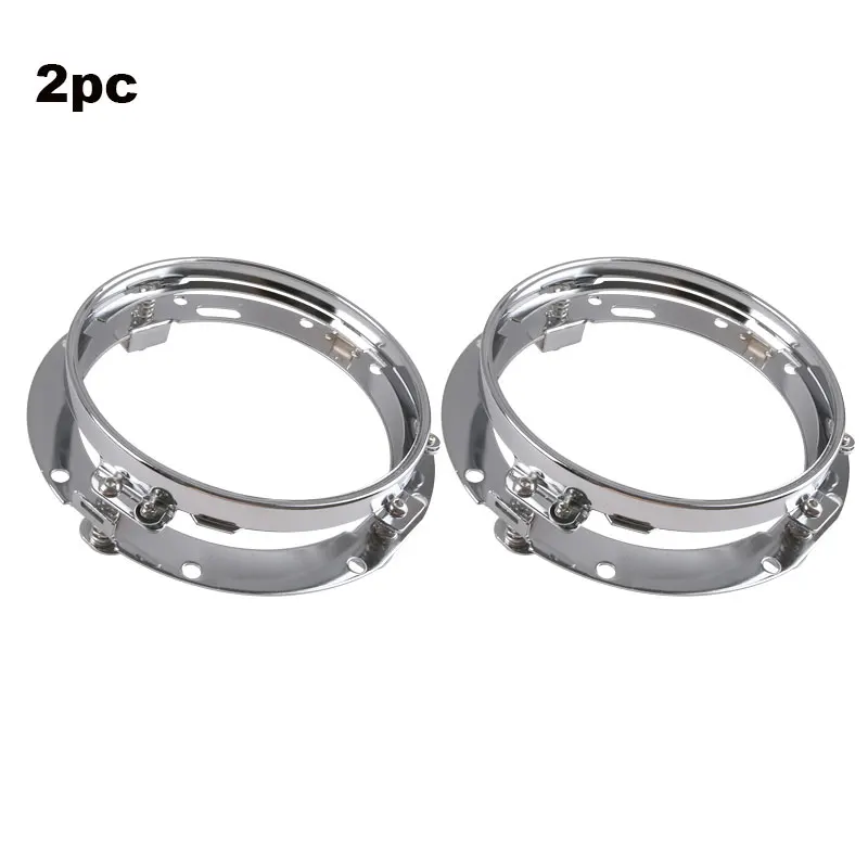 2pc bracket chrome Для Лада Нива 4x4 7 ''СВЕТОДИОДНЫЕ Фары H4 Высокий Низкий Луч круглые автомобили ходовые огни фары для Jeep Wrangler JK Land Rover Defend - Цвет: 2pc bracket chrome