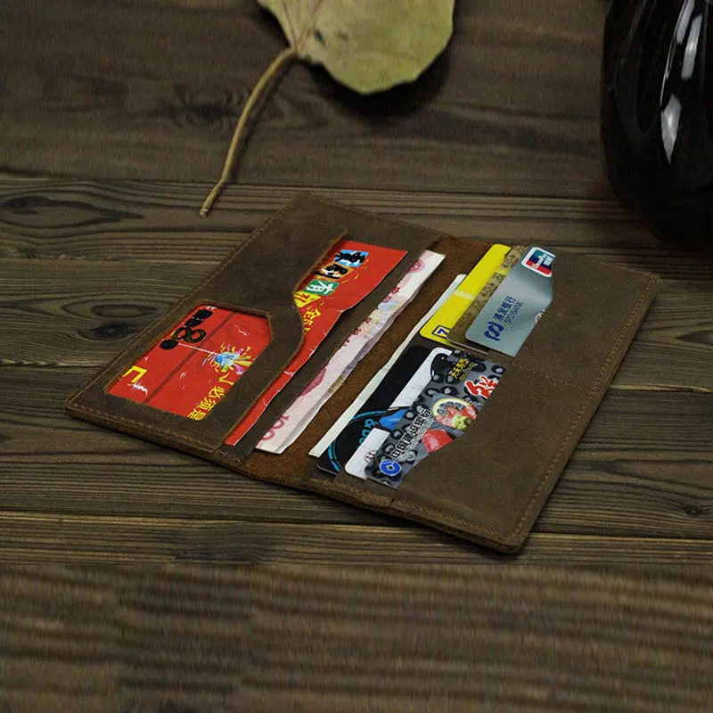 Кожаный кошелек ручной работы GROJITOO мужской кожаный Длинный двойная складная