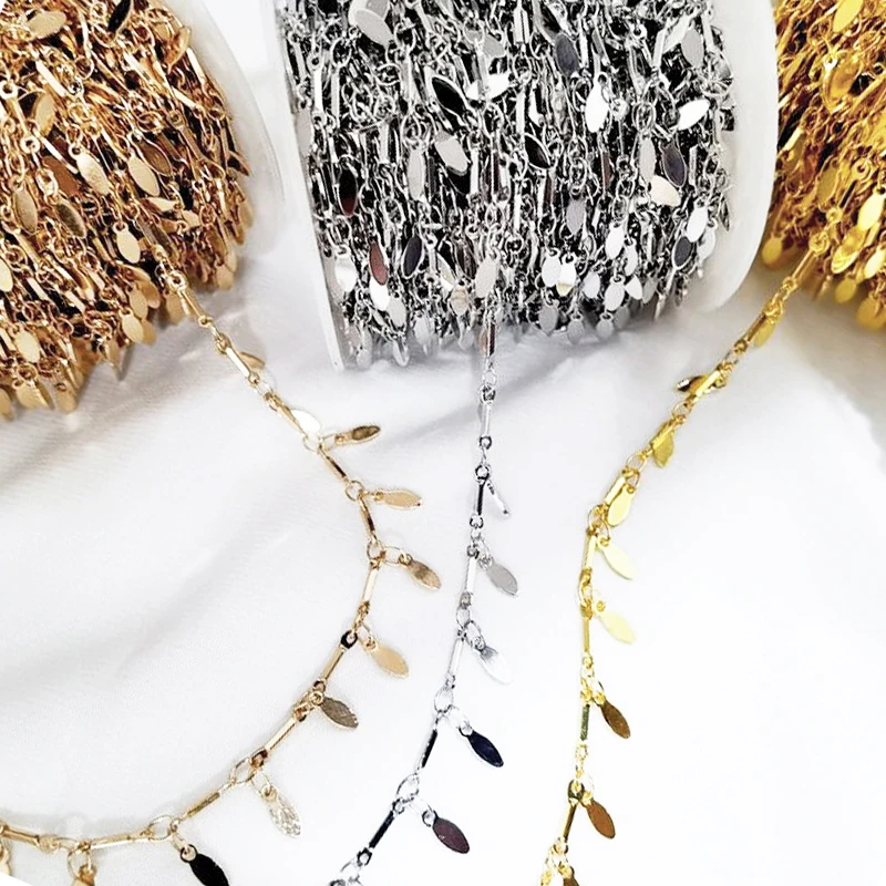 

1Meter Leaf Chains Necklace Chain Metal Copper KC Gold Rhodium Chains for Bracelet Jewelry Making Components Craft DIY