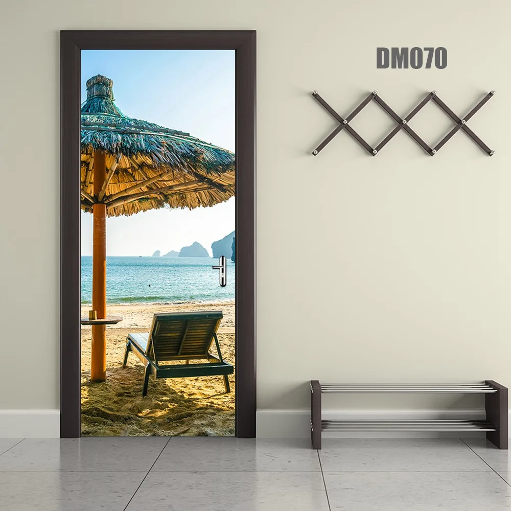 Door stickers DM070 Настенная Наклейка на дверь, пейзаж, съемная художественная виниловая Фреска для дома, комнаты, туалетной двери, виниловая переводная наклейка, винтажное украшение, цитата, искусство - Цвет: Door stickers DM070