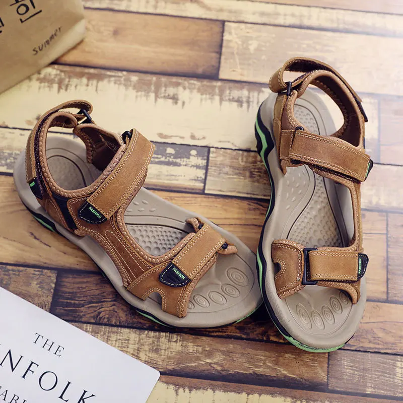 Новинка стильные летние мужские сандалии из натуральной кожи дышащие воловьей