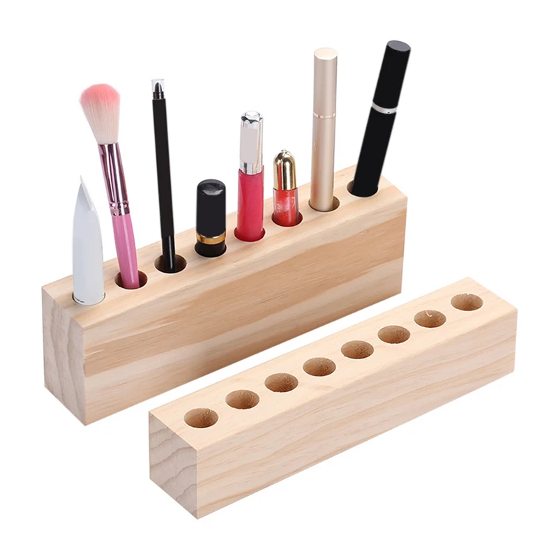

1Set Wood Makeup Storage Box Case Brush Lipstick Jewelry Holder Cosmetic Storage Box Make Up Tool Display Stand Tools 2pcs