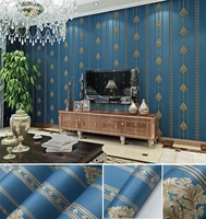 luxury 3d embossed damascus non woven wallpaper roll european style bedroom living room tv background wallpaper home decor blue