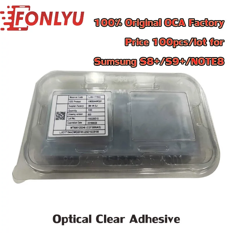 

100pcs 100% Original OCA 100um Optical Clear Adhesive Sticker For Samsung S8+S9+Note8 Glue Touch Glass Lens Film