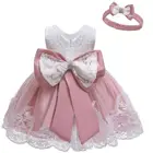 Одежда для новорожденных, для девочек, платье для крестин, платье для первого дня рождения вечерние серия рождественских платьев для девочек с кружевным бантом; Одежда для маленьких девочек; Одежда для девочек на новый год