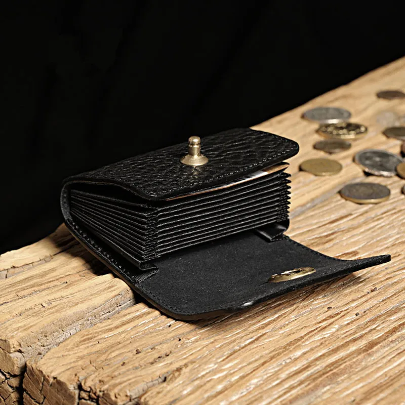 

handmade design natural real leather card holder fashion luxury leather small card holder daily outdoor large-capacity small bag