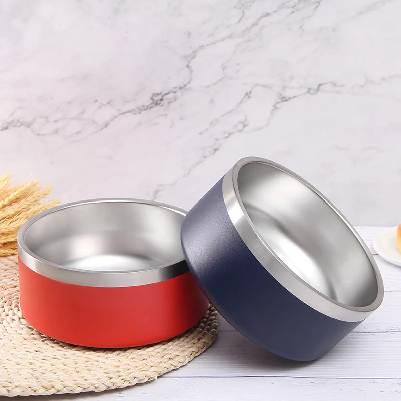

Pet Dog Food Water Bowl Stainless Steel Bowl Feeding Dish Large Round Feeder