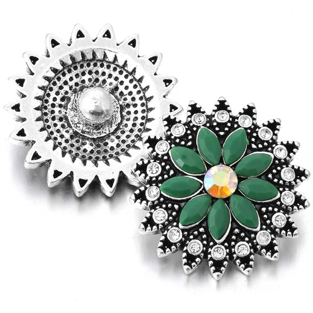 18 мм кнопки 5 Цвета Стразы с рисунком &quotПодсолнух&quot стиль Хрустальные оснастки