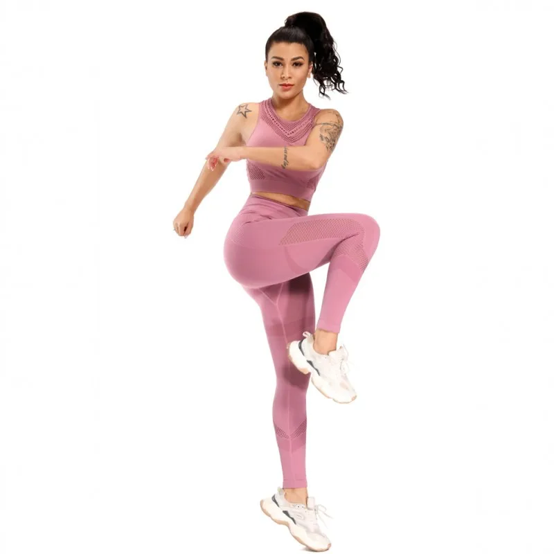 Гимнастический комплект 2 предмета спортивная одежда Бесшовные Йога Фитнес