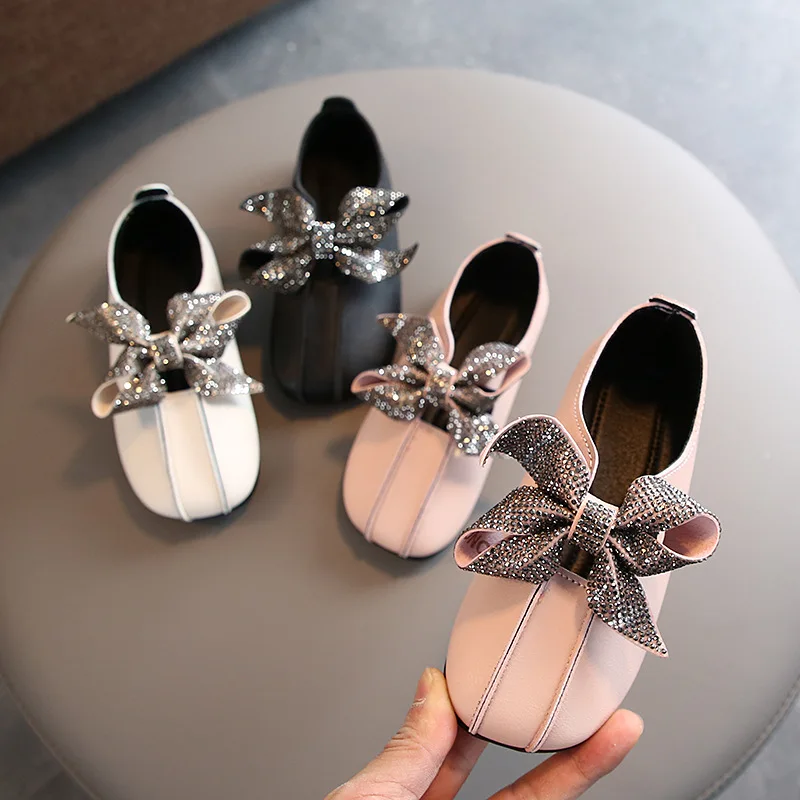 Новинка 2020 милая обувь принцессы с бантом для девочек модные кожаные туфли на