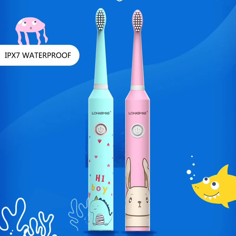 Детская электрическая зубная щетка с рисунком из мультфильма для От 3 до 12 лет батарея детская зубная щетка звуковая детская зубная щетка с 2 щетками