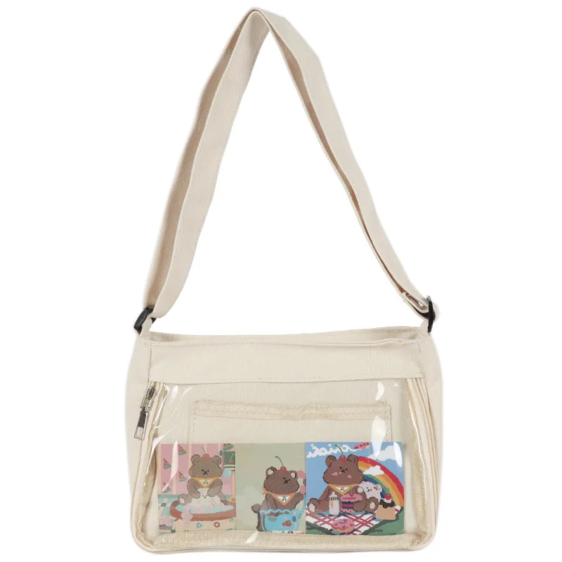 

Fashion Cute Shoulder Bag For Girls With Transparent Pocket Student Crossbody Bags Women Bolsa Feminina Small Bag Messenger Bag