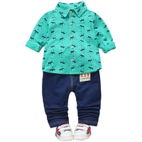 autumn baby boy clothing set kids cartoon crown shirt pants 2pcs children outing clothes toddler garment for 0 5 years old