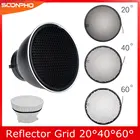 7-дюймовый стандартный отражатель 18 см с сотовой сеткой на 204060 градусов для крепления GODOX Bowens Studio Light Strobe Flash