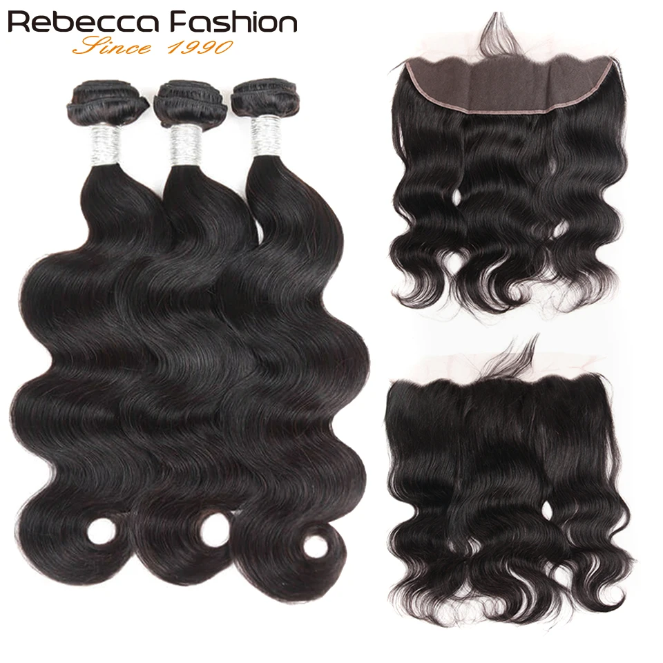 Rebecca бразильские волнистые пряди с фронтальной кружевной застежкой Remy