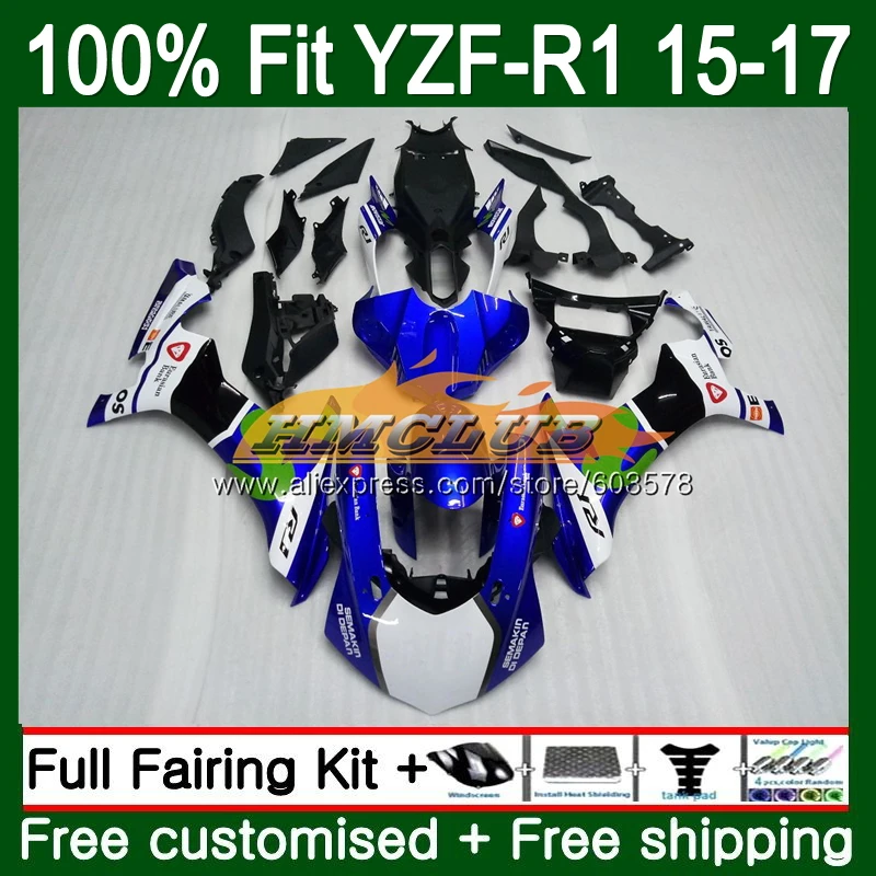 

Injection For YAMAHA YZF-R1 YZF 1000 R1 2015 2016 2017 127CL.2 Black Blue YZF-1000 YZF R 1 YZF1000 YZFR1 15 16 17 OEM Fairing