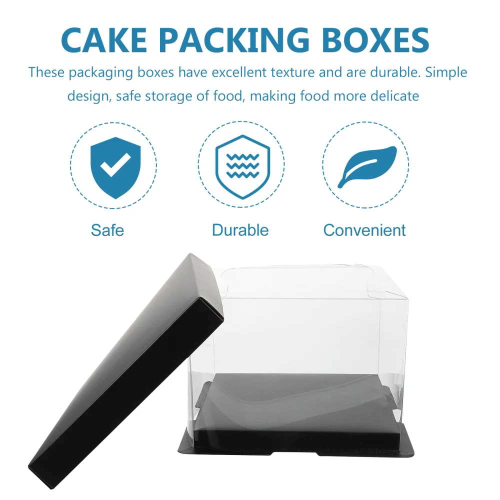 

6pcs Transparent Cake Packing Boxes Portable Birthday Cake Wrapping Boxes