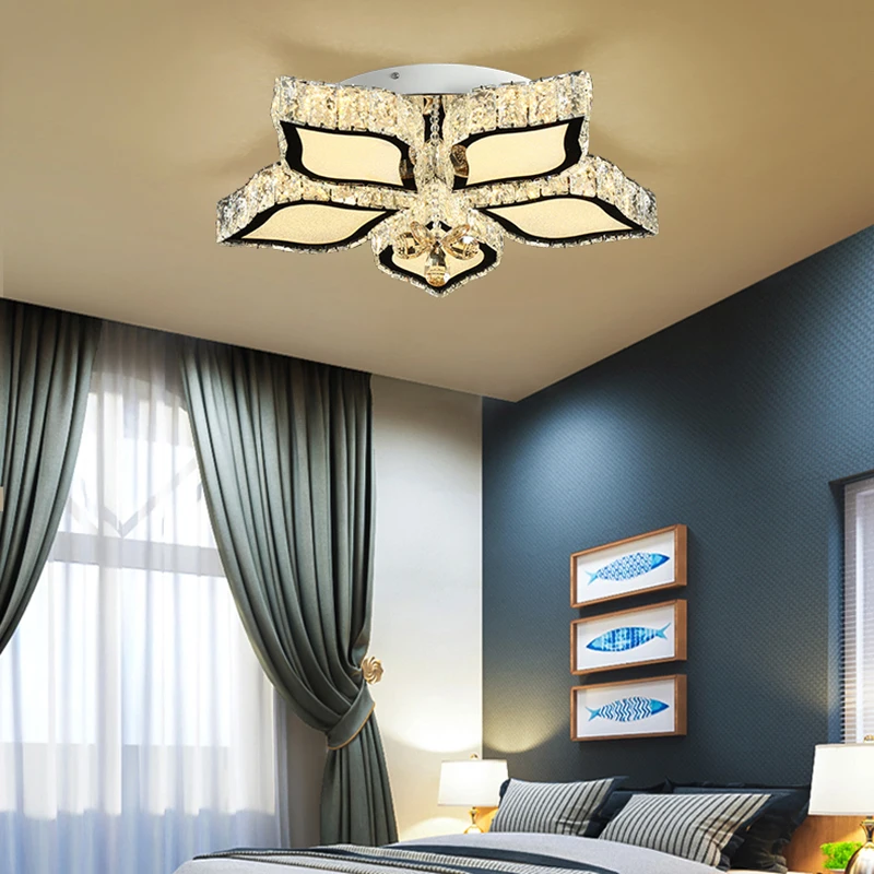 

Современный блеск K9 с украшением в виде кристаллов потолочные светильники Романтический лепестки Форма светодиодный светильник с регулир...