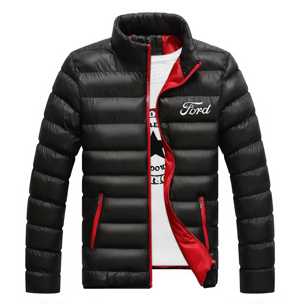 

New Fashion Ford Logo Winter Jacket Parker Fall Warm Coat Brand Slim Men's Coat Casual Fashion Cotton-padded Coat