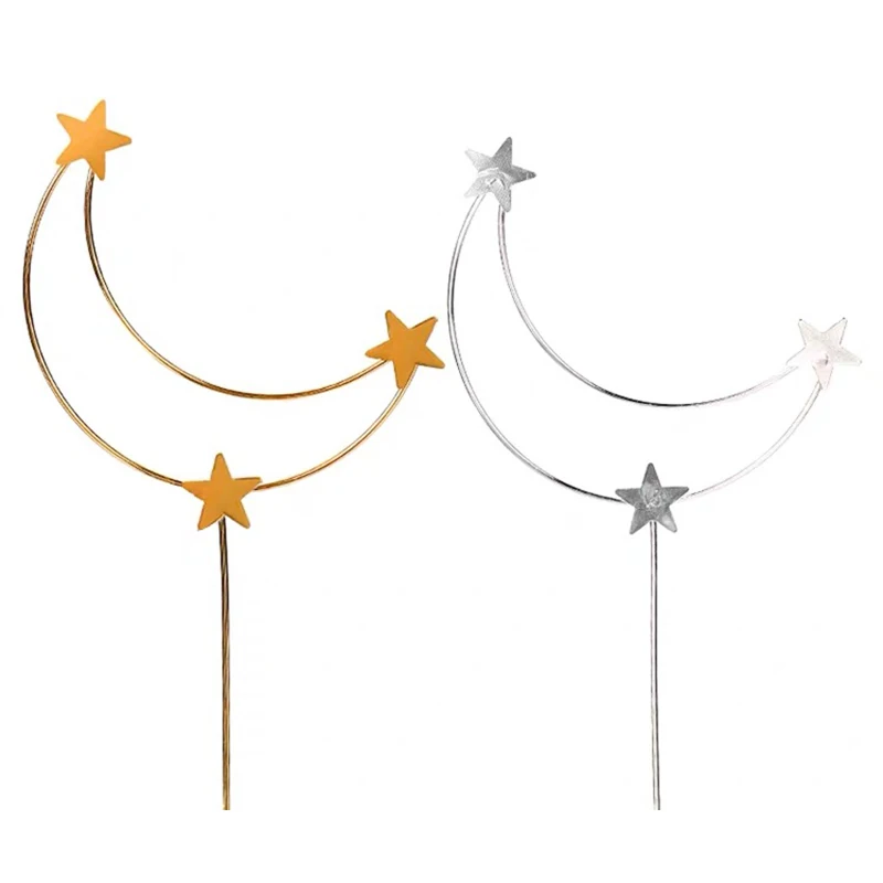 

1pc Iron Moon Cake Toppers Creative Iron Art Cake Cupcake Picks Decoration for Valentine's Day Wedding Birthday Party