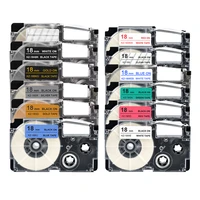 5 packs 18mm label tape xr 18gn xr18yw xr18we xr18bu ribbons compatible for casio ez label printer kl 100 kl120 kl60 kl 750