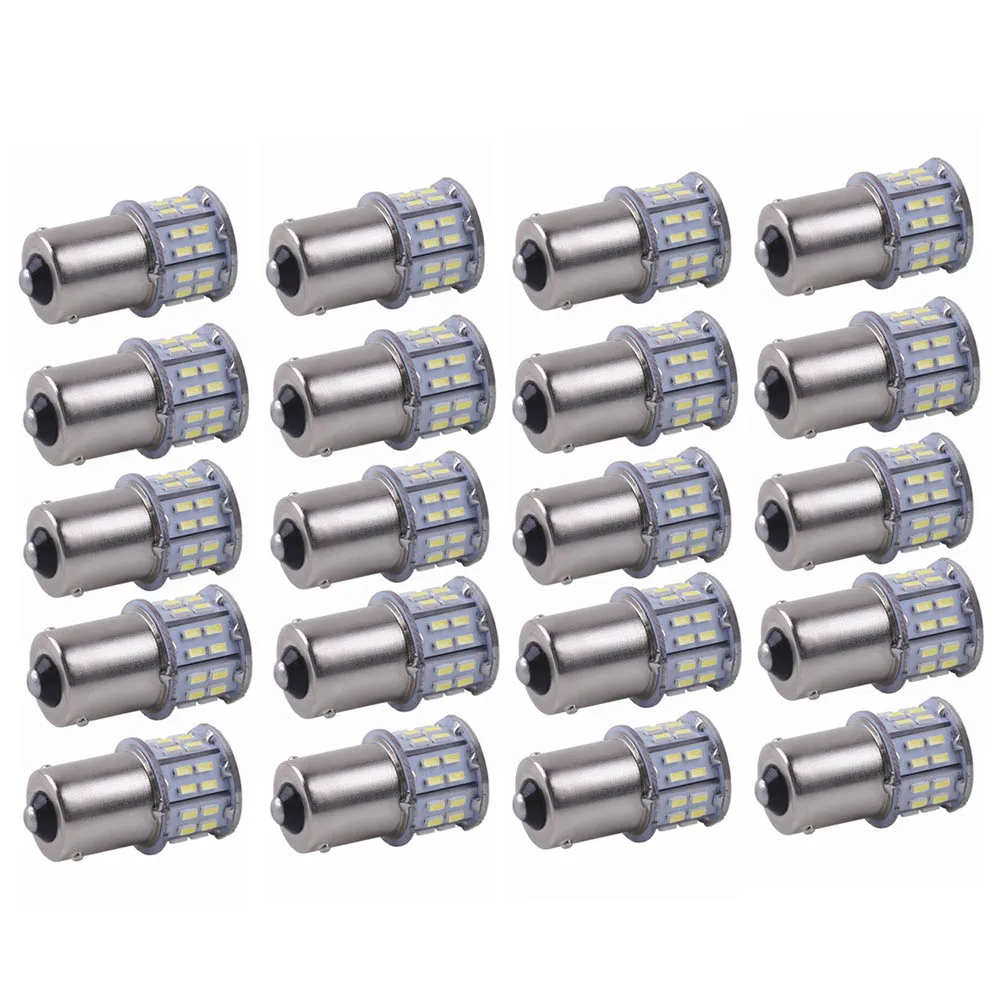 

20pcs/Set Universal Car Lighting Bulbs White Car 1156 Turn Signal Taillight 50-SMD LED Bulb Light 1141 12V Replacement Bulbs