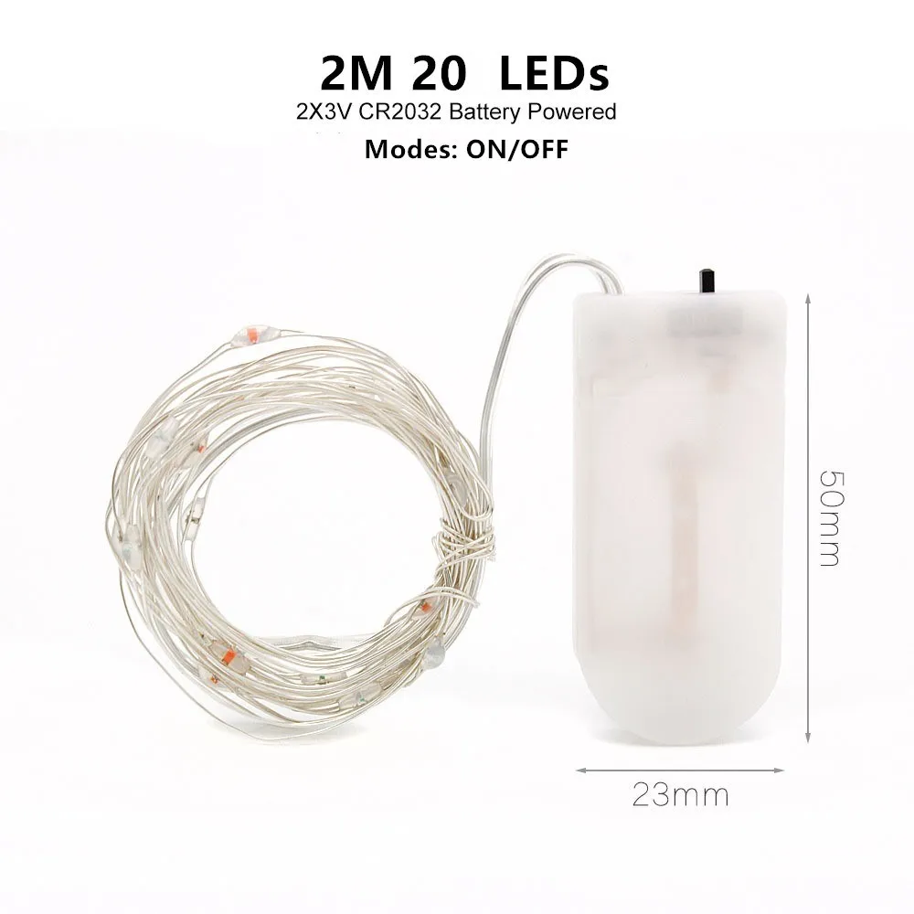 2M 20LEDs Медный провод светодиодный гирлянды 5/10 м праздничное освещение Фея гирлянда для елки Свадебная вечеринка подарок девушки украшения комнаты - Испускаемый цвет: 2M 20LEDs
